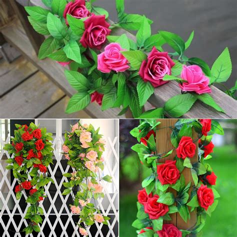8ft Artificial Rose Garland Fake Silk Flower Ivy Vine Hanging Wedding