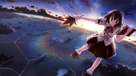 Girl Smile Flying Anime Hd Wallpaper Preview