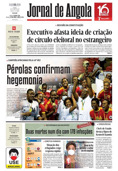 Jornal De Angola Sábado 19 De Junho De 2021