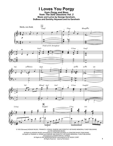 Bill Evans I Loves You Porgy From Porgy And Bess Sheet Music Pdf Notes Chords Jazz Score