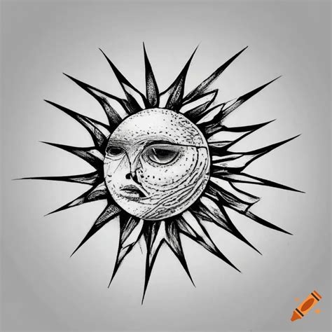 Geometric Tattoo Of Exploding Sun On Craiyon