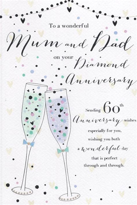 Icg Mum And Dad Diamond 60th Wedding Anniversary Card Champagne Glasses