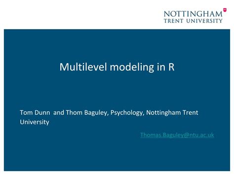 Ppt Multilevel Modeling In R Powerpoint Presentation Free Download