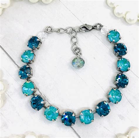 Bright Laguna Blue Swarovski Crystal Necklace Indocolite Blue Etsy