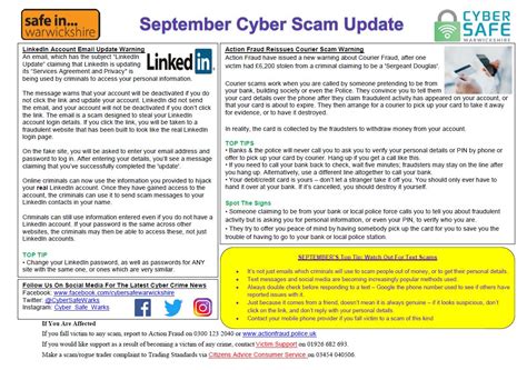 Cyber Safe Warwickshire September Cyber Scam Update Is Now Live