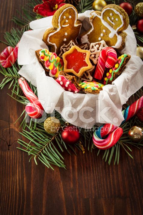 Rustic christmas present with gingerbread heart cookie on a wooden table. Christmas Cookies Stock Photos - FreeImages.com