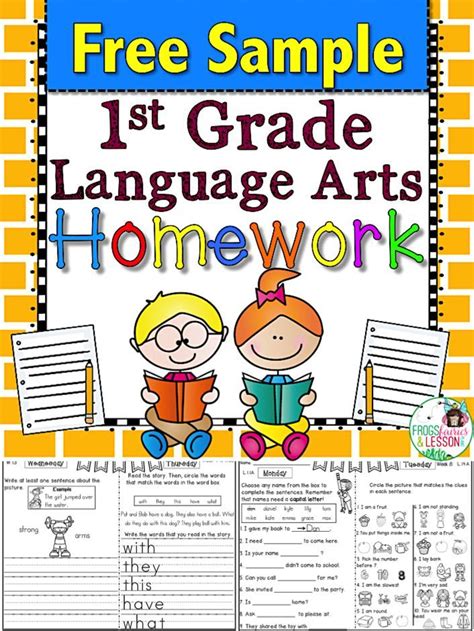 Free Printable First Grade Language Arts Homework Get Two Weeks Worth