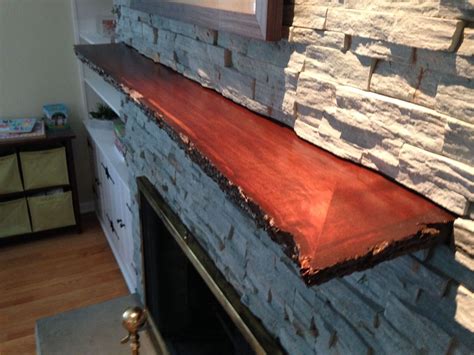 Hand Crafted Live Edge Slab Fireplace Mantle By Mad Woodwork