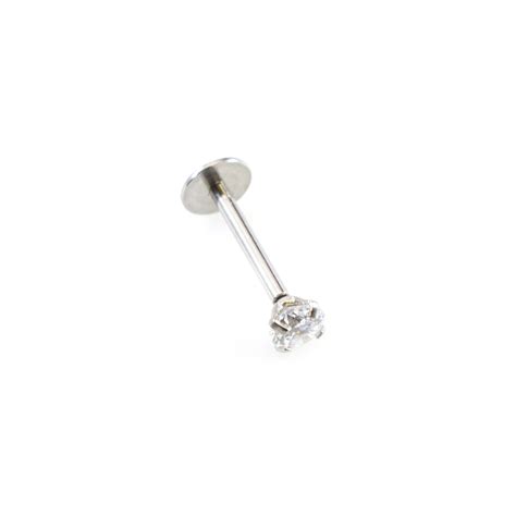 Push In Labret Threadless With Prong Setting Cubic Zirconia 16ga 516 8mm