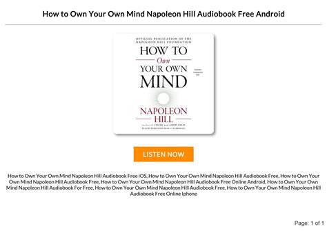 How To Own Your Own Mind Napoleon Hill Audiobook Free Online Full By