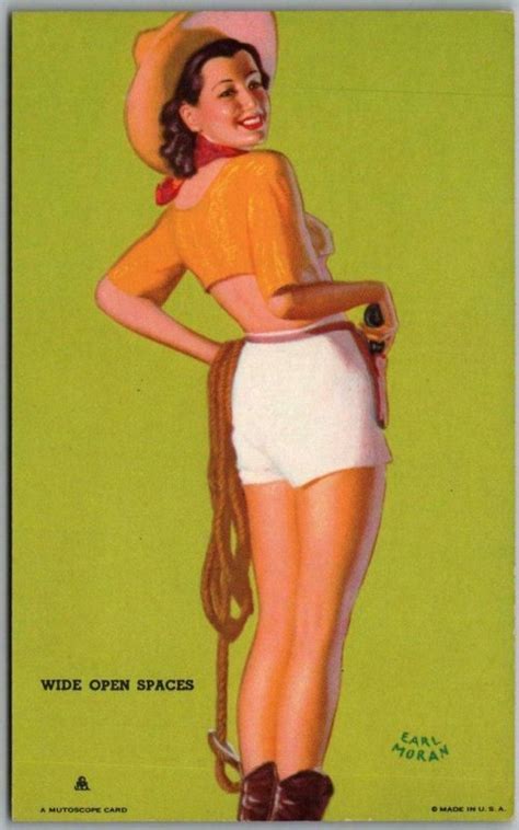 1940s Pin Up Girl Mutoscope Card Wide Open Spaces Artist Signed Earl Moran Other Unsorted