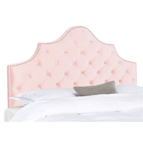 Safavieh Arebelle Blush Pink Queen Velvet Upholstered Headboard In The
