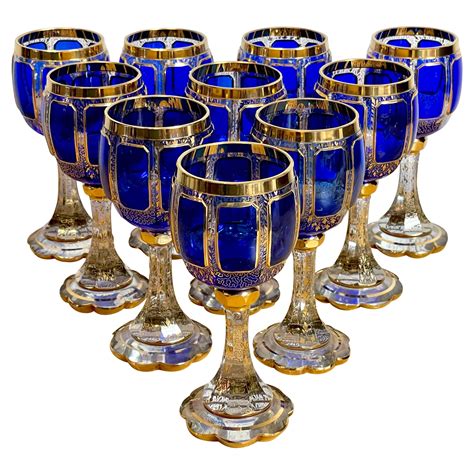 Rare French Gold Gilded And Enamel Quatrefoil Stemware 19th Century At 1stdibs
