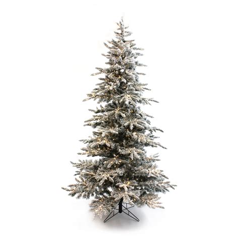 65′ Prelit Slim Snow Flocked Christmas Tree With Warm White