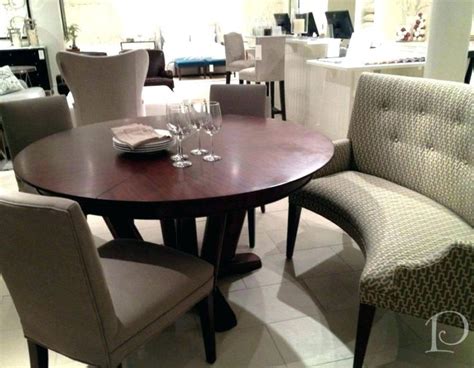 Country Style Round Dining Table With Curved Bench Seating 11 picture