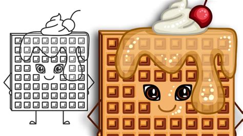 How To Draw A Waffle Cute And Easy Step By Step Drawing Youtube
