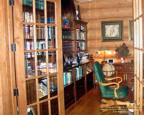 A Small Library In A Handcrafted Log Home For More Photos Or This Or