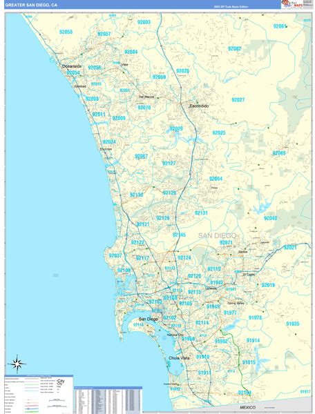 Greater San Diego Ca Metro Area Wall Map Basic Style By Marketmaps