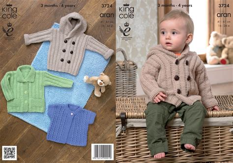 (20 inch) chest, larger sizes given in round brackets. King Cole Baby Aran Knitting Pattern Kids Hooded Coat ...