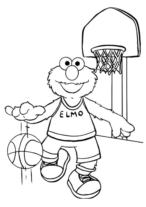 Does your kid wish to become a little athlete? Elmo Playing Basketball Coloring Page - Free Printable ...