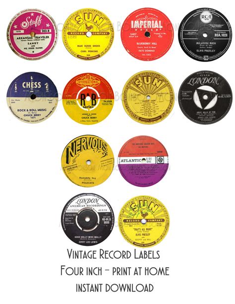 Vintage Record Labels 35 Inch Print At Home 50s Party Etsy
