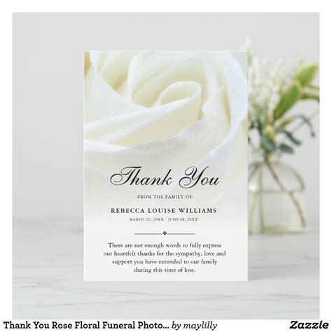 Thank You Rose Floral Funeral Photo Sympathy Grief