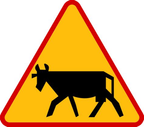 Znak drogowy ostrzegawczy A a Zwierzęta gospodarskie metalowy h pl