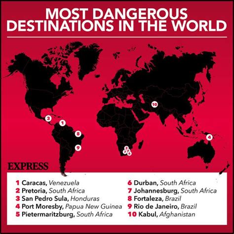 Most Dangerous Destinations In The World Mapped Top 10 Cities With