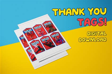 Spiderman Thank You Tags Printable Etsy