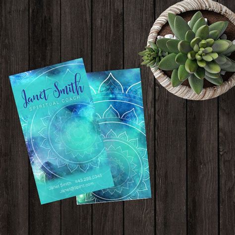 Spiritual Business Card Template Blue Healer Chakra Yoga