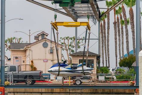 Equipment For Lifting The Boat In Redondo Beach Editorial Photography