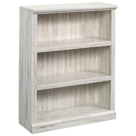 Pemberly Row Contemporary 3 Shelf Wood Bookcase In White Plank Homesquare