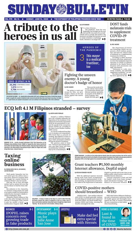 Manila Bulletin June 14 2020 Newspaper Get Your Digital Subscription
