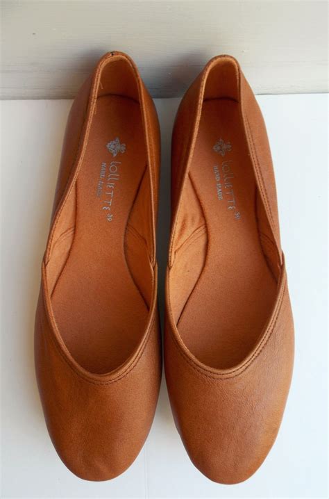Maya Tobacco Brown Leather Ballet Flats Womens Leather Etsy