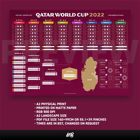 Football Qatar World Cup Wall Chart Poster Large A Special Sexiezpicz