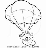Coloring Clipart Bear Teddy Parachute Pages Printable Illustration Royalty Lal Perera Popular sketch template