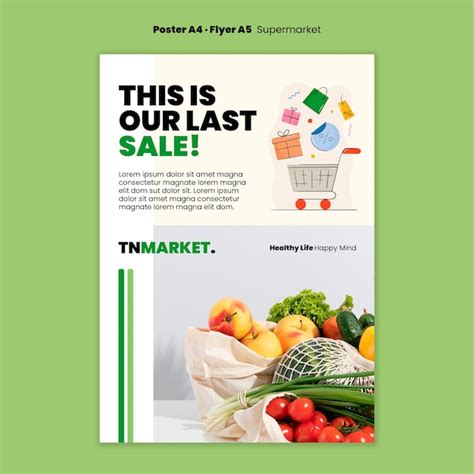 Premium Psd Flat Design Supermarket Poster Template