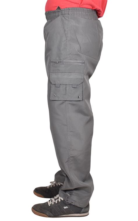 Mens Lightweight Trousers True Face Elasticated Waist Work Combat Cargo