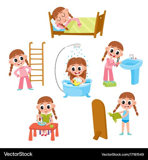 Daily Routine Clipart Daily Routine With Simple Watches Stock Vector