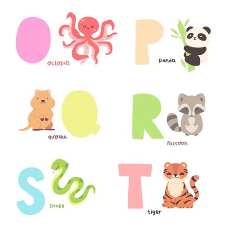 Cute Animal Alphabet Vector Illustration 11999360 Vector Art At Vecteezy