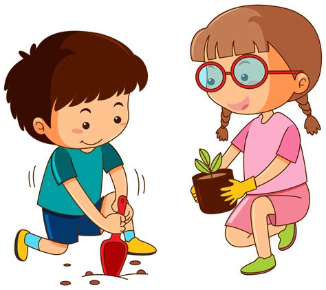 Kids Planting Trees Clip Art