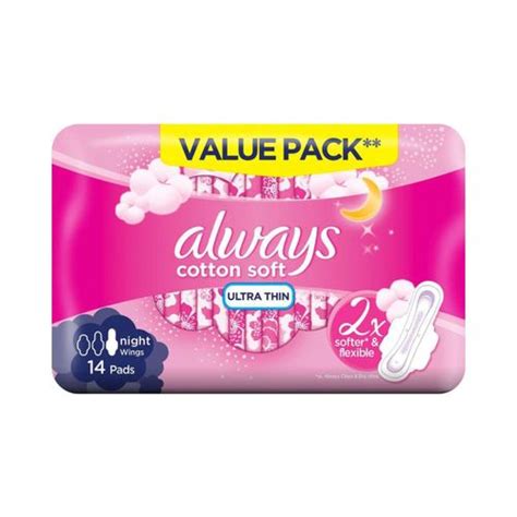 Always Cotton Soft Ultra Thin Long Sanitary Pads 14 Pieces Alismailia