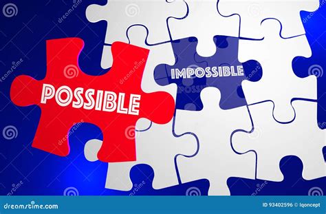 Possible Vs Impossible Attitude Puzzle Piece Stock Illustration