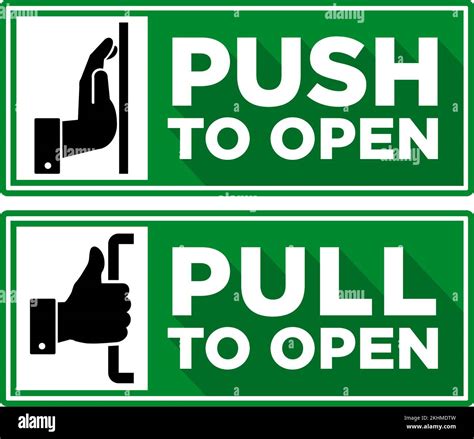 Push And Pull To Open Door Vector Signs On Transparent Background