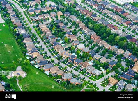 Aerial View Of Houses In Wealthy Residential Suburb Toronto Ontario
