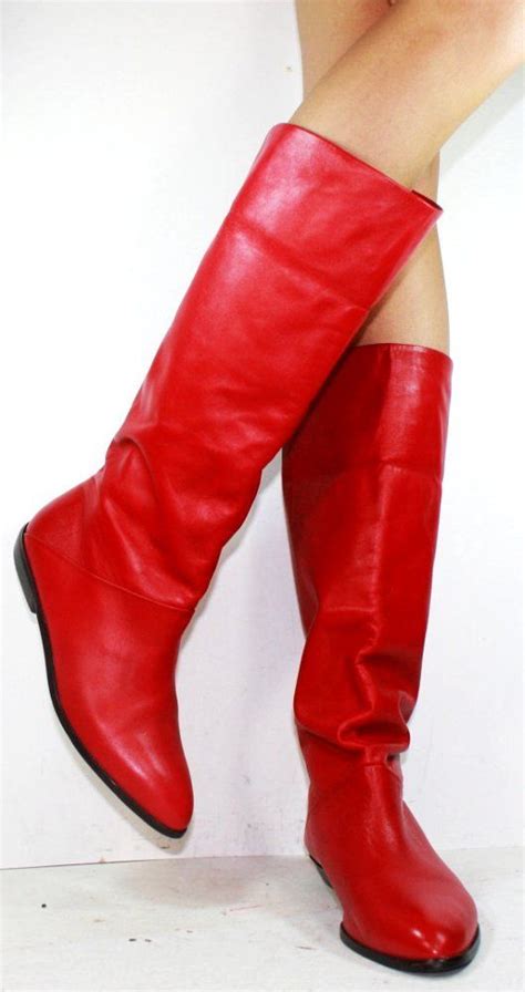 2013 Vintage Knee High Boots Red Riding Flat Knee High Boots 2013 Knee High Boots