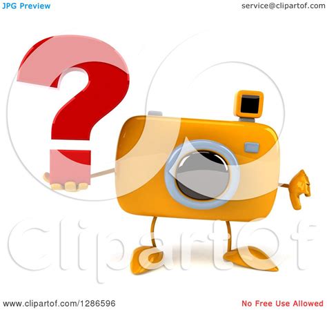 Clipart Of A 3d Yellow Camera Character Holding A Thumb Down And