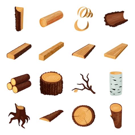 Premium Vector Wood Log Cartoon Elements Timber Vector Illustration