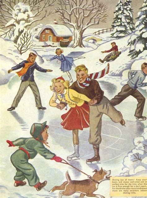 Ice Skating Vintage Ice Skating Vintage Christmas Vintage Winter