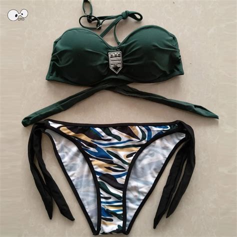 Sexy Criss Cross Bikini 2018 Bandage Brazilian Swimsuit Women Padded Swimwear Bikini Set Halter